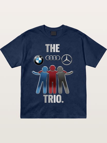 German Car Trio Friendship Print Cotton T-shirt