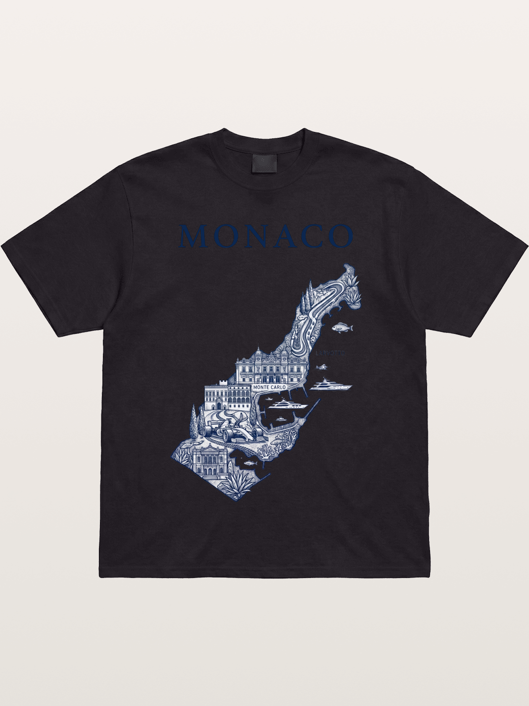 Monaco National Map Circuit Illustration Gildan T-shirt