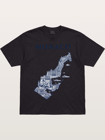 Monaco National Map Circuit Illustration Gildan T-shirt