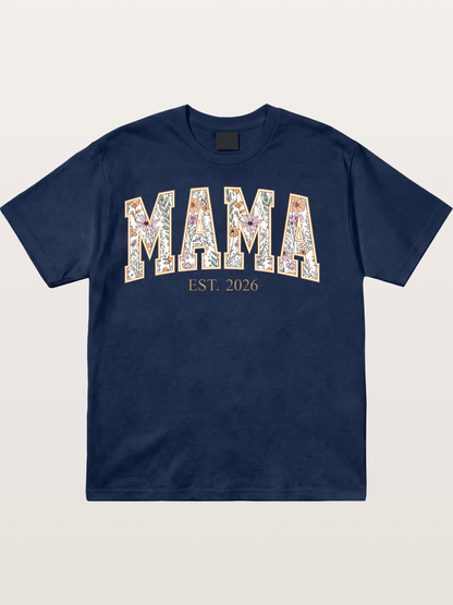 Floral Mama Est 2026 Design Cotton T-shirt