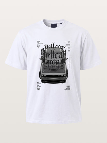 Gothic Hellcat Front View Print Cotton T-shirt