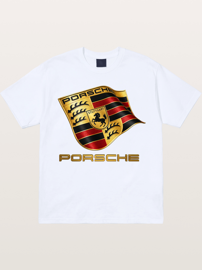 Porsche Waving Crest Art Gildan T-shirt