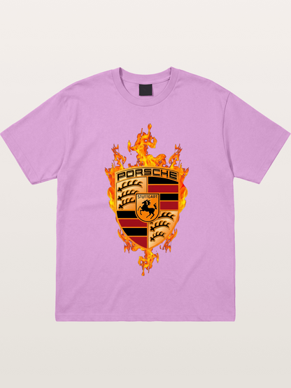 Porsche Crest Fire Flame Design Gildan T-shirt