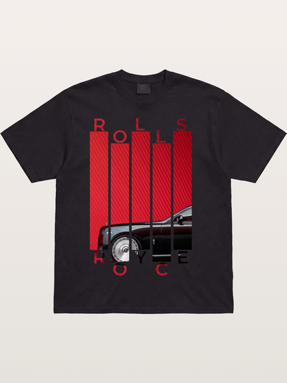 Rolls Royce Barcode Style Print Cotton T-shirt