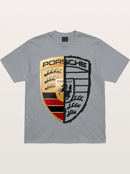Porsche Half Sketch Half Real Gildan T-shirt