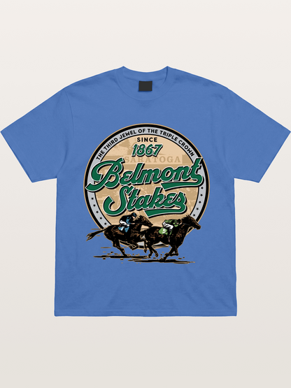 Belmont Stakes Two Horses Racing Gildan T-shirt
