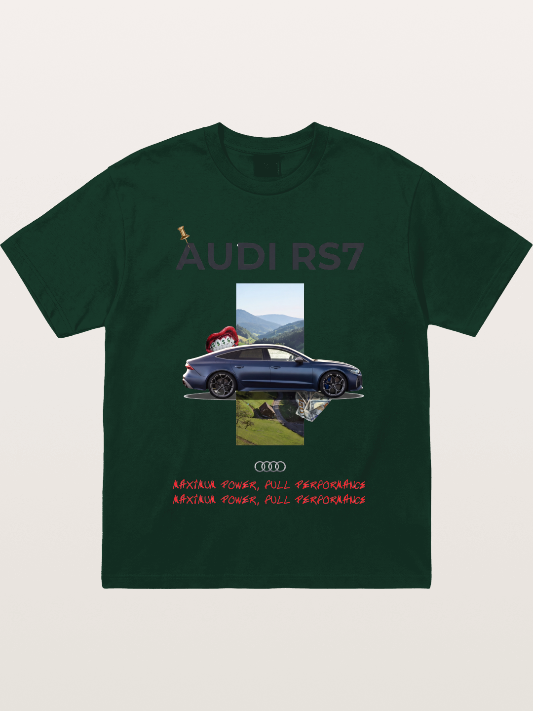 Audi RS7 Surreal Collage Art Gildan T-shirt