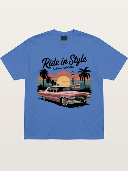 intage Pink Cadillac Retro Poster Gildan T-shirt