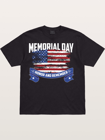 Honor and Remember Memorial Day Flag Cotton T-shirt