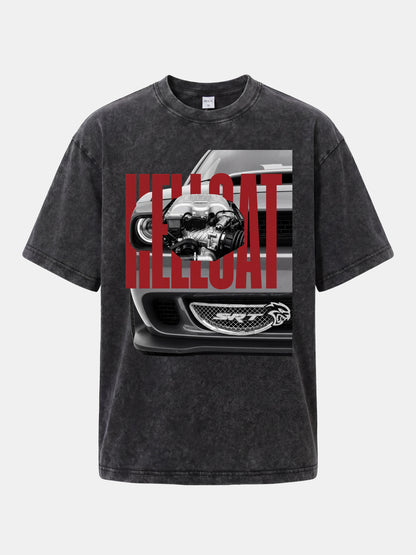 Hellcat Engine Overlay Art Washed T-shirt