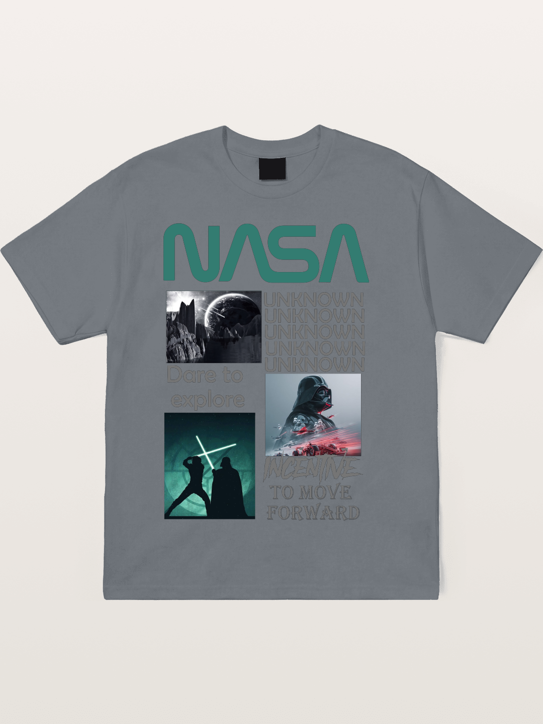 Space Sci-Fi NASA Star Wars Collage Cotton T-shirt
