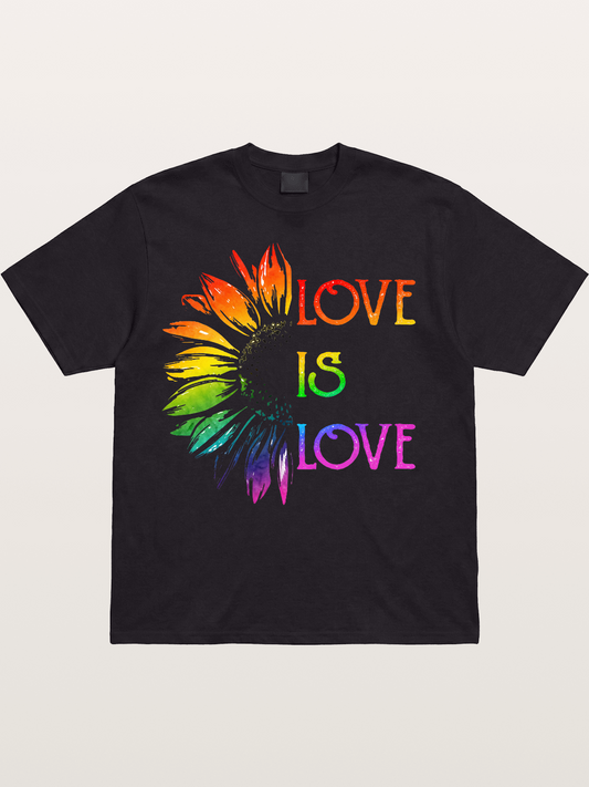 Rainbow Sunflower Love Print Cotton T-shirt
