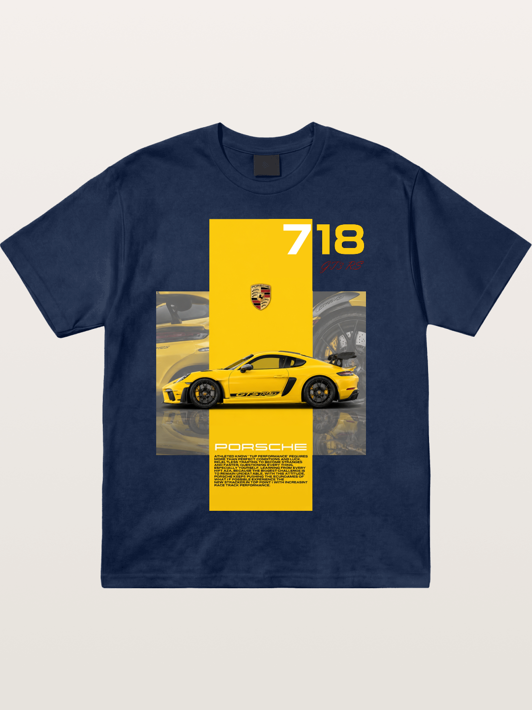 Porsche 718 GT4 RS Yellow Sports Car Cotton T-shirt