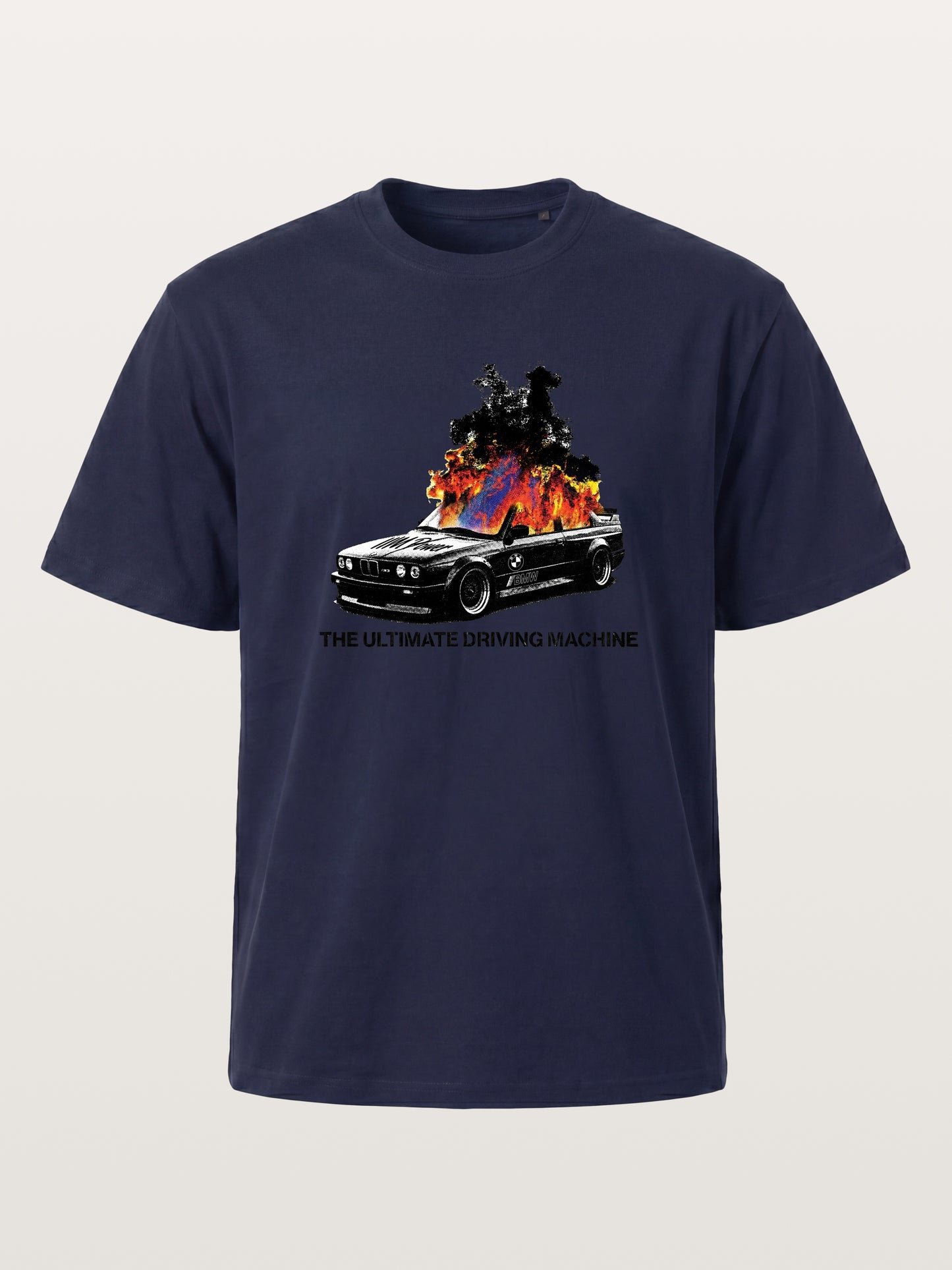 Burning BMW Retro Halftone Poster Gildan T-shirt