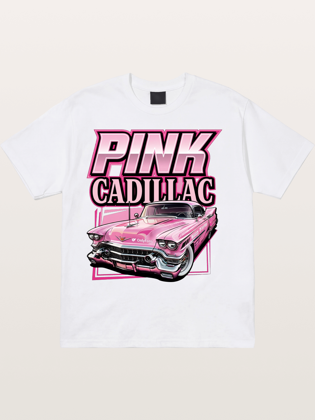 Pink Cadillac Classic Car Art Print Cotton T-shirt