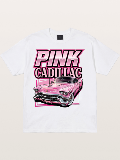 Pink Cadillac Classic Car Art Print Cotton T-shirt