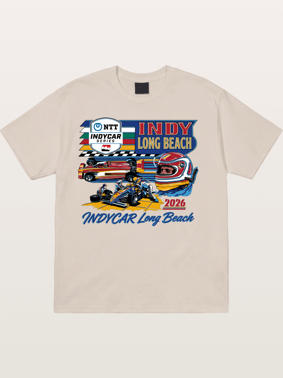 IndyCar Long Beach Vintage Art Cotton T-shirt