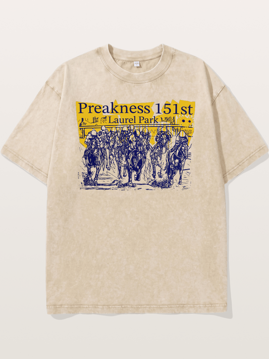 Preakness 151 Sketch Racing Art Washed T-shirt
