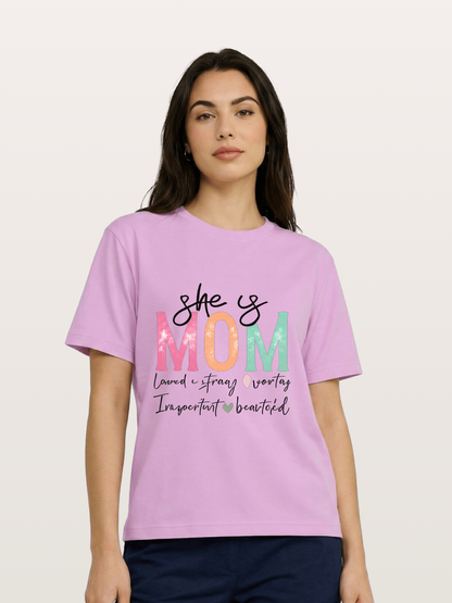She is Mom Boho Pastel Print Gildan T-shirt