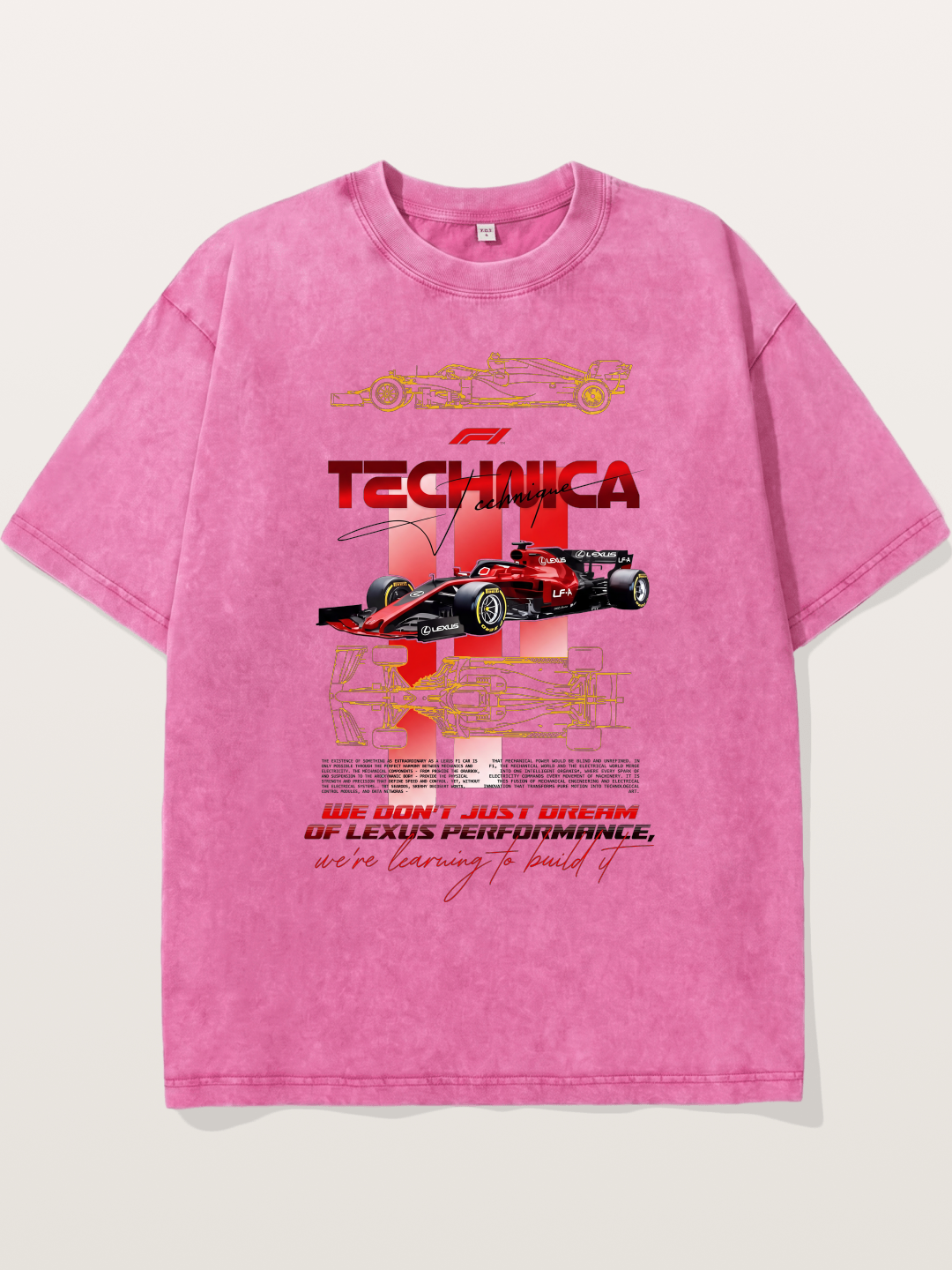 Red F1 Lexus Tech Racing Card Washed T-shirt