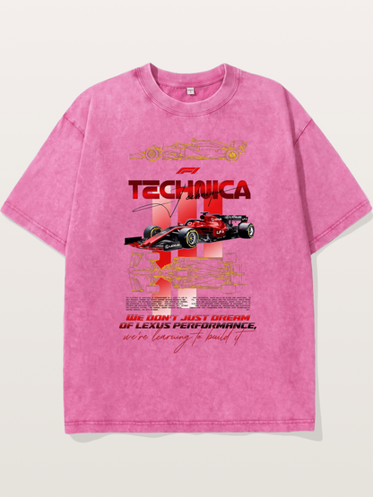 Red F1 Lexus Tech Racing Card Washed T-shirt