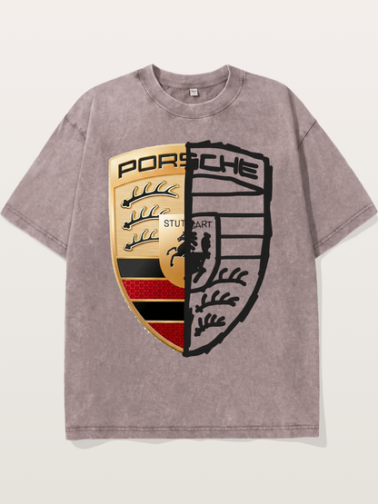 Porsche Half Sketch Half Real Washed T-shirt