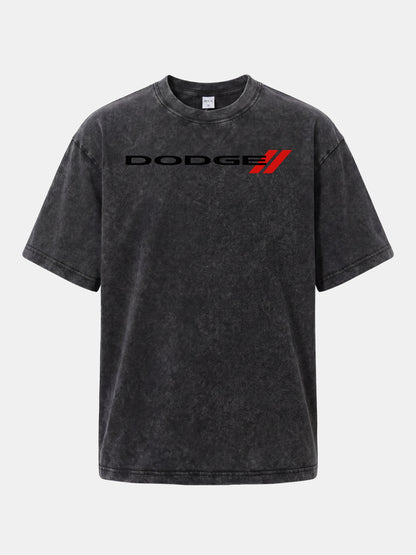 Dodge Red Strip Badge Print Washed T-shirt