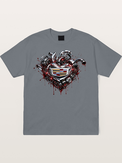 Cadillac Engine Heart Design Cotton T-shirt