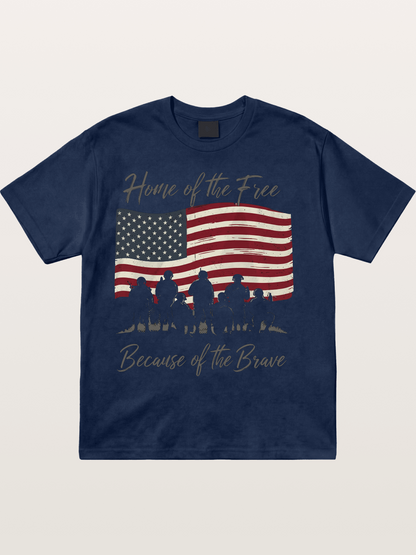 Home of the Free Because of the Brave Cotton T-shirt