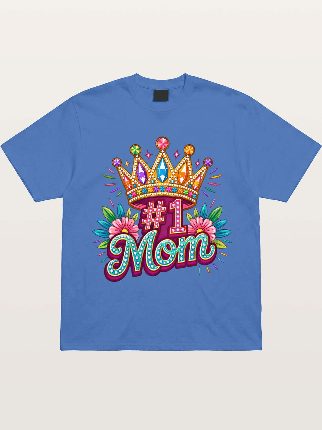 #1 Mom Crown Floral Graphic Gildan T-shirt