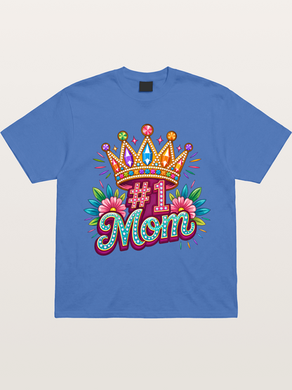 #1 Mom Crown Floral Graphic Gildan T-shirt