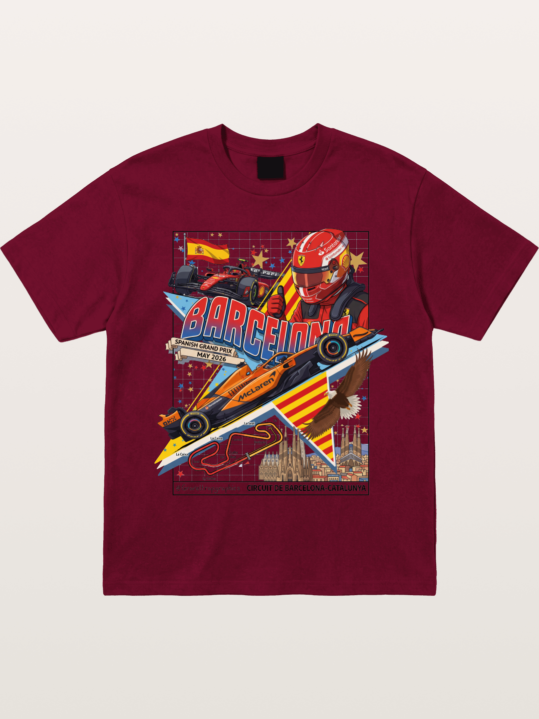 Barcelona GP Spanish Landmark Collage Gildan T-shirt