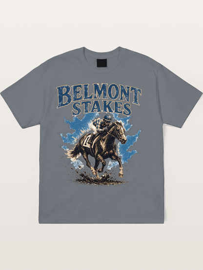 Belmont Stakes Mud Splash Poster Cotton T-shirt.