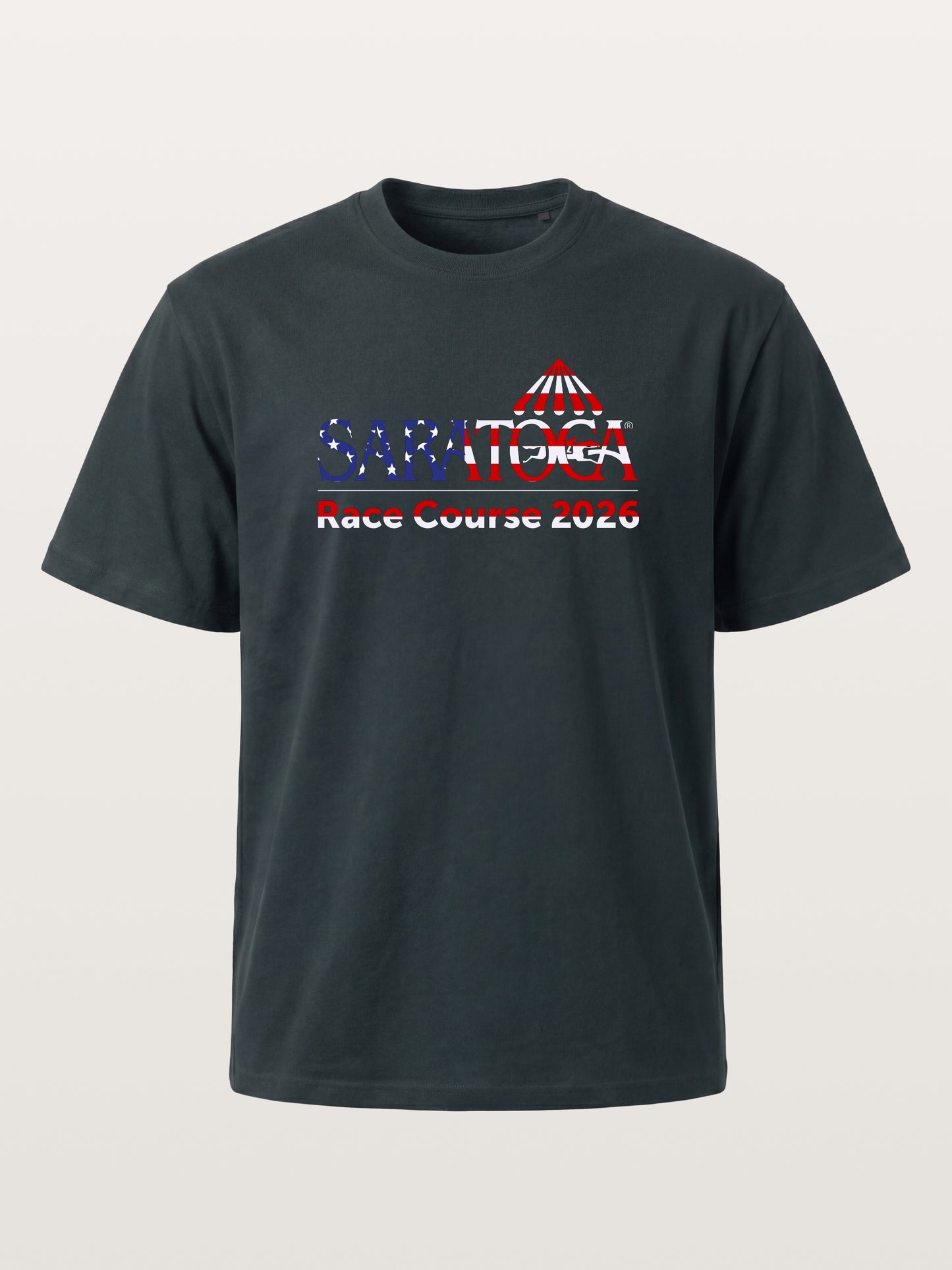 Saratoga Race Course Star Spangled Text Gildan T-shirt