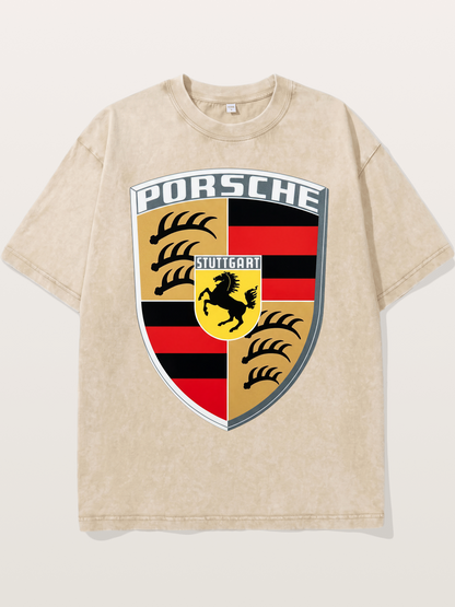 Porsche Crest Shield Design Washed T-shirt