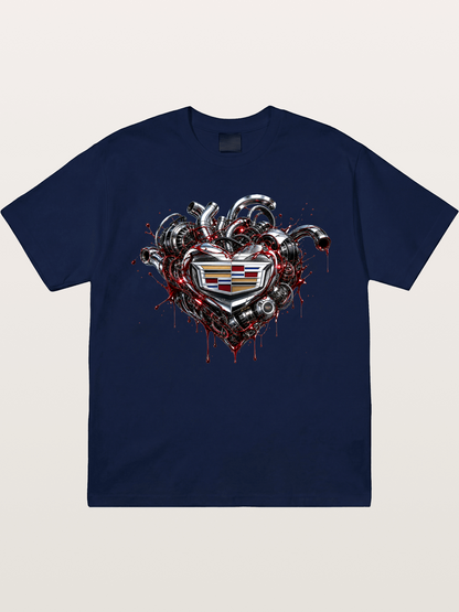Cadillac Engine Heart Design Gildan T-shirt