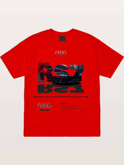 Audi RS7 Typography Collage Cotton T-shirt