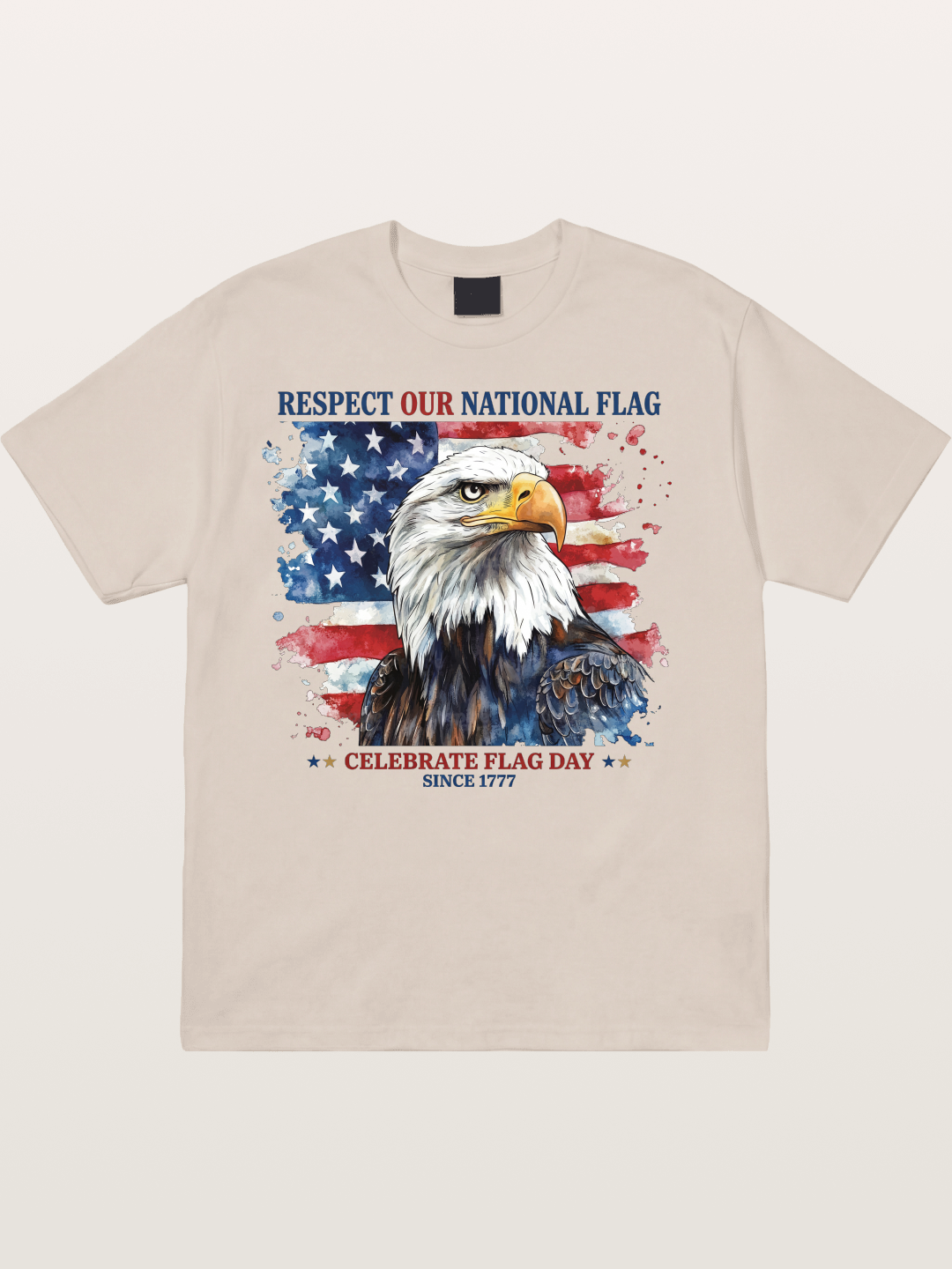 Watercolor Eagle Flag Day Art Cotton T-shirt