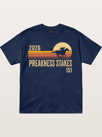 Retro Sunset Preakness Stakes 2026 Cotton T-shirt