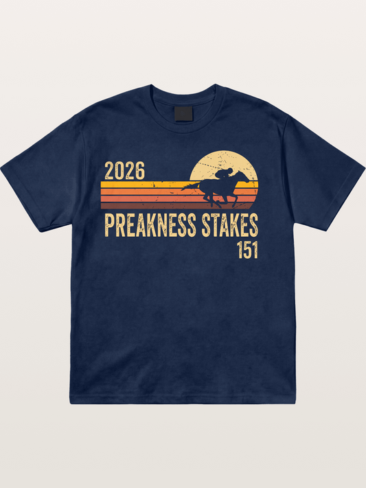 Retro Sunset Preakness Stakes 2026 Cotton T-shirt