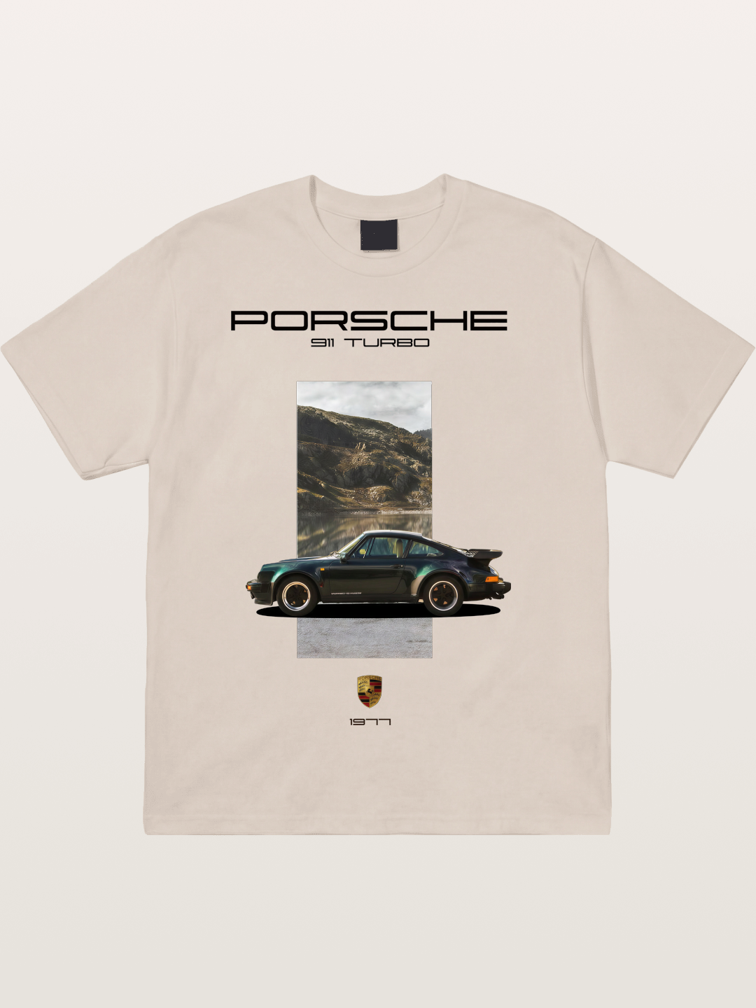 Vintage 911 Turbo Mountain Print Cotton T-shirt