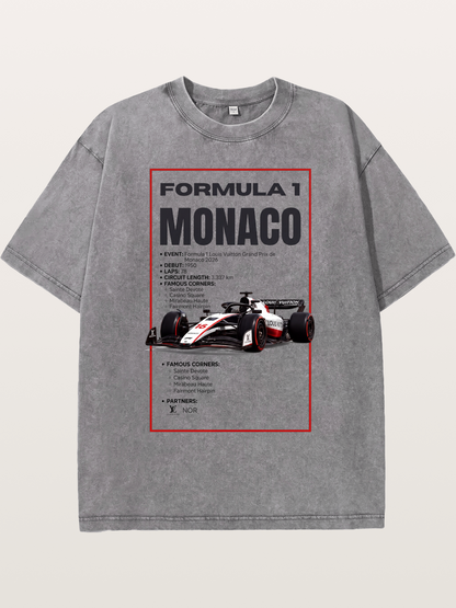 F1 Monaco Grand Prix Fact Sheet Washed T-shirt