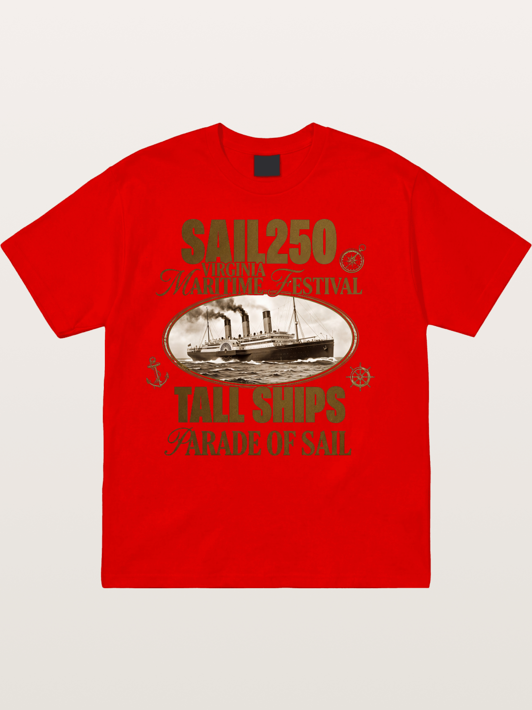 Vintage Sail Ship Maritime Print Cotton T-shirt