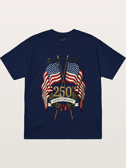 US Flags Anniversary Poster Gildan T-shirt