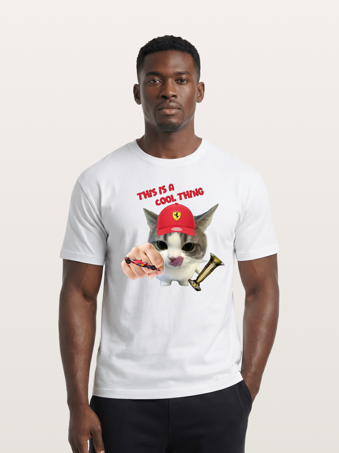 Ferrari Cat F1 Meme Cotton T-shirt