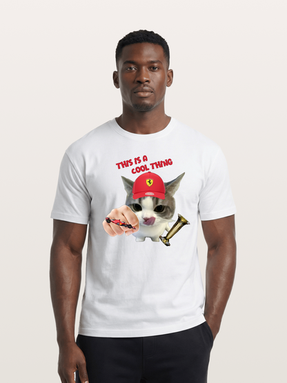 Ferrari Cat F1 Meme Cotton T-shirt