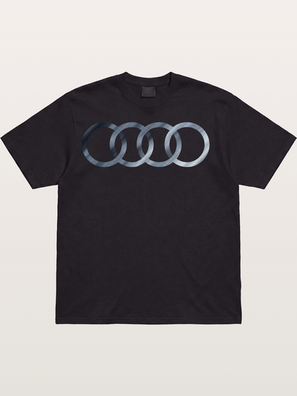 Audi Four Rings Brushed Metal Logo Cotton T-shirt