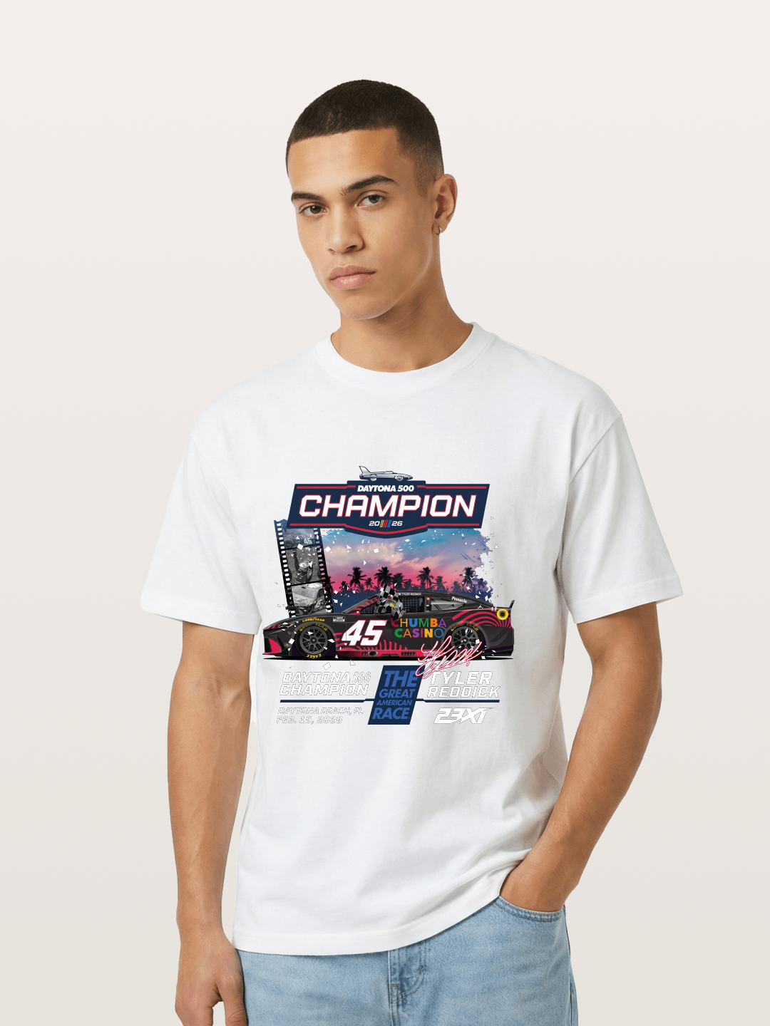 Tyler Reddick 45 Champion Car Art Gildan T-shirt