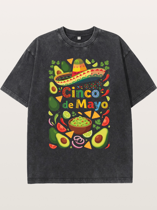 Mexican Avocado Tortilla Feast Washed T-shirt