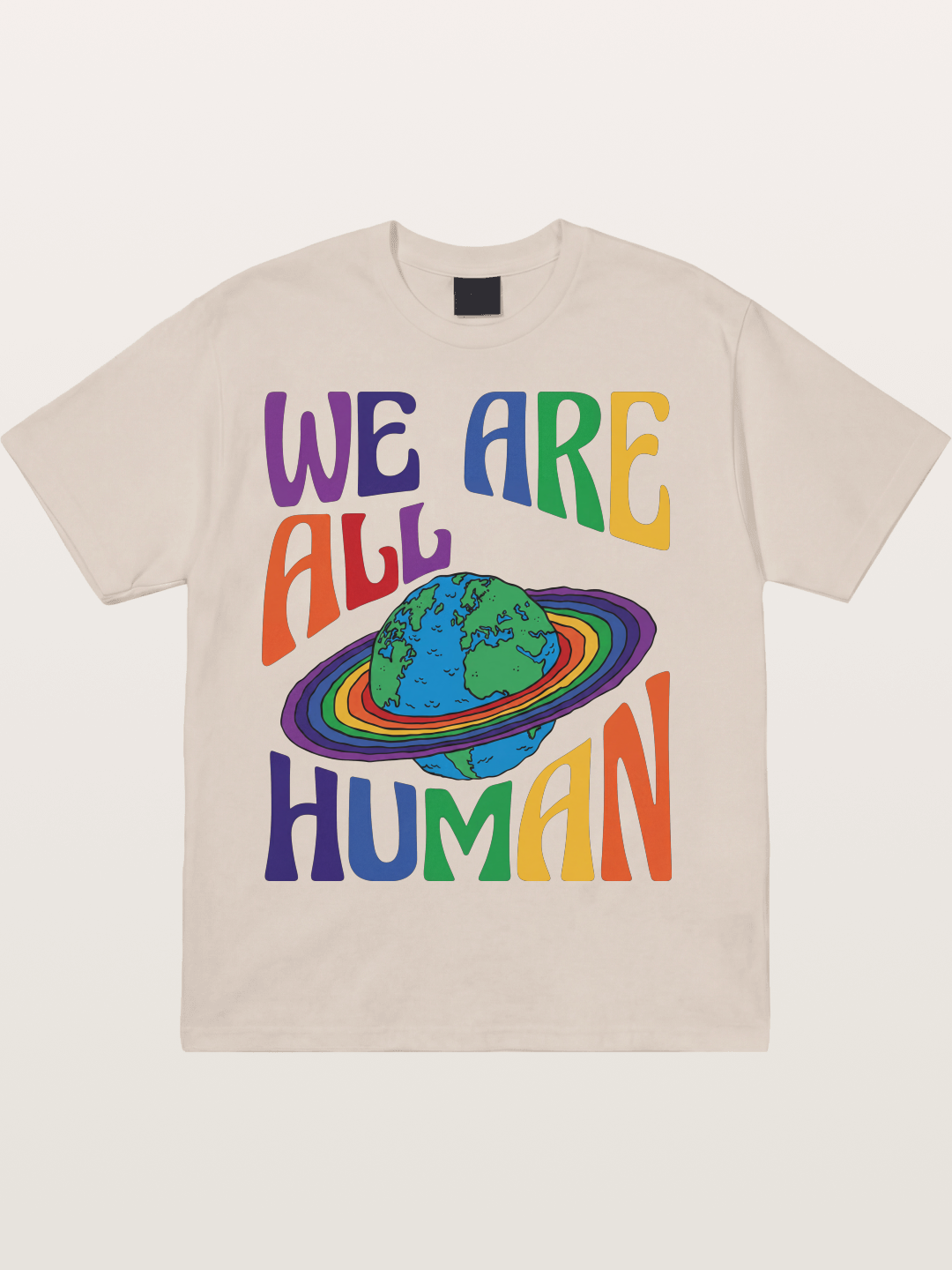 We Are All Human Rainbow Earth Design Cotton T-shirt